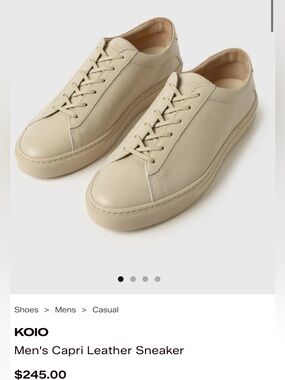 KOIO Men's Capri Low-Top Leather Sneaker — Beige